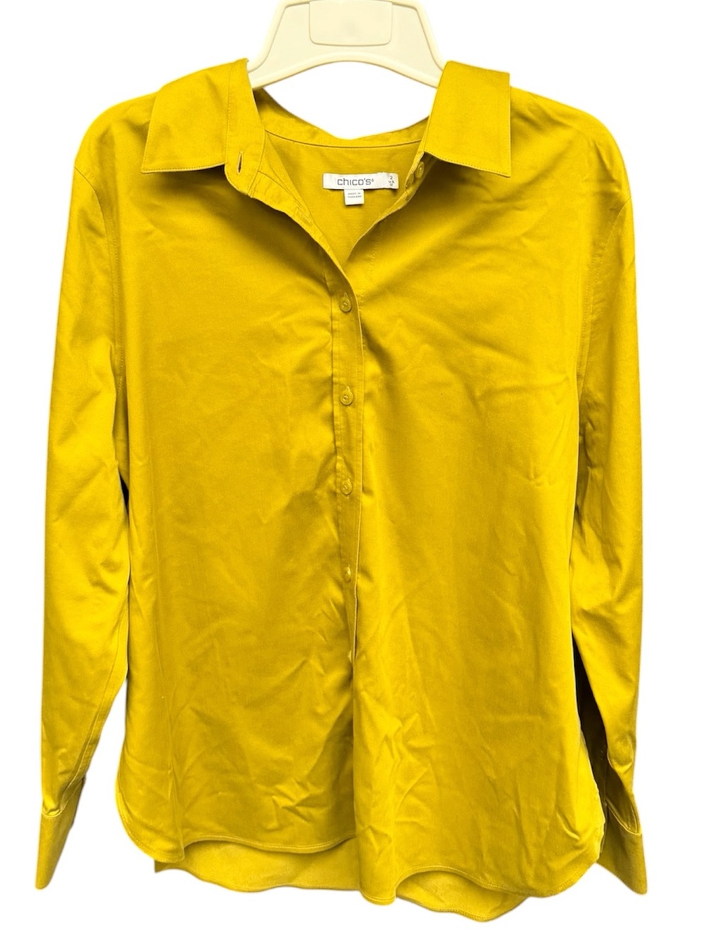 Chicos Women’s Mustard Yellow (green) Button Up Blouse Size US 12 Chicos 2